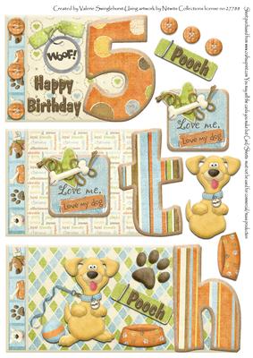 5th Birthday Number Booksheet with Decoupage
