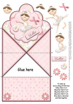 Pretty Pink Girls Ballet Scallop Top Spring Card