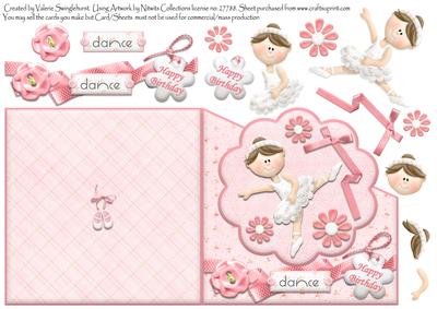 Happy Birthday Ballerina Girl Diagonal Over the Edge Card
