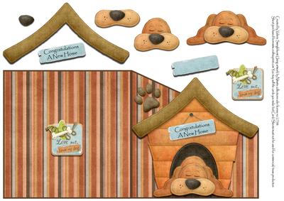 Sleepy Dogs Life New Home Diagonal Over the Edge Card