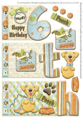 Woof Happy Birthday 6 Years Old Number Book Sheet