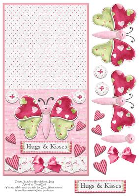 Butterfly Hugs & Kisses Valentine or Birthday Tent Fold Card