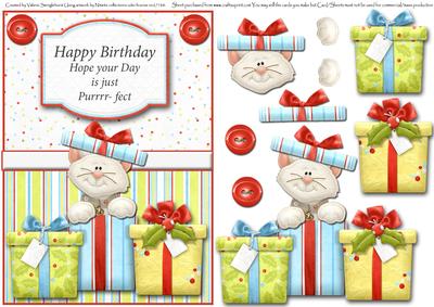 Hope Your Day is Just Purrrr-fect Card Front with Decoupage