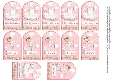 12 Pretty Pink Ballerina Crescent Tags