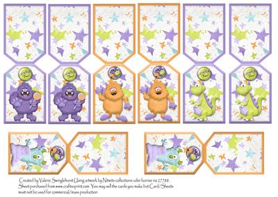Monsters 8 Cut and Fold Gift Tags