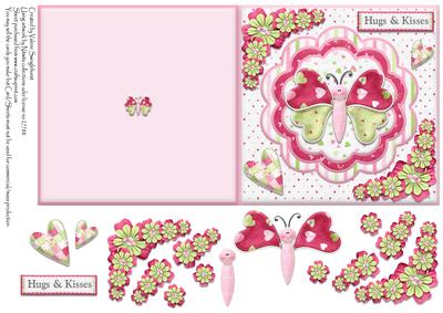 Hugs & Kisses Quick Square Card with Decoupage