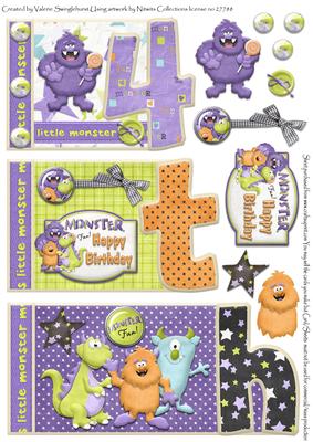 Little Monster 4th Birthday Book Sheet