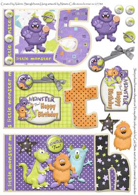 Little Monster 5th Birthday Book Sheet