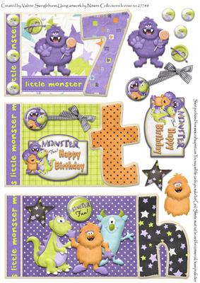 Little Monster 7th Monster Birthday Book Sheet