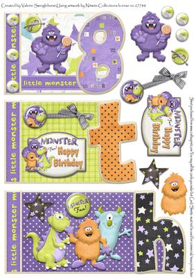 Little Monster 8th Monster Birthday Book Sheet