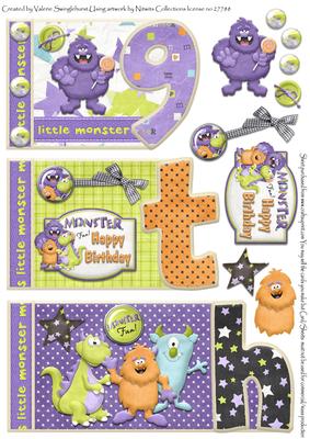 Little Monster 9th Monster Birthday Book Sheet