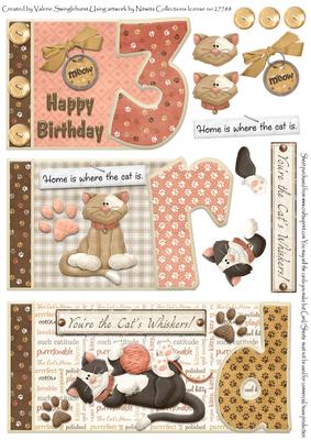 Cats Whisker's 3rd Happy Birthday Number Book Sheet