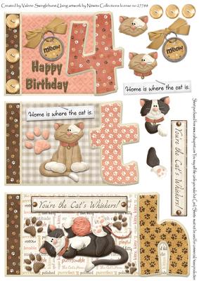 Cats Whisker's 4th Happy Birthday Book Sheet