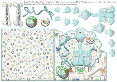 My Little Baby Dinosaur Childrens Birthday Card & Decoupage