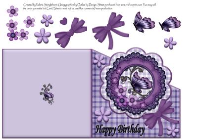 Pretty Purple Butterfly Birthday Diagonal Over the Edge Card