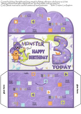 Monster Money Wallet for a 3 Today Childs Birthday