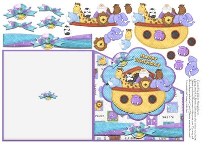 Noah's Ark Birthday Card with Decoupage