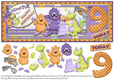 Monster 9 Today Birthday Dl Card Front