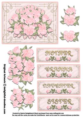 Beautiful Pink Roses Topper Various Occasions