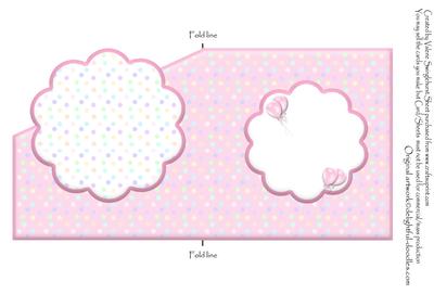Card Insert for Pink Birthday Cake on Pastel Polka-dots