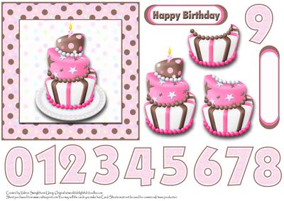 Pink Birthday Cake Ages 1-10 Square Card Front
