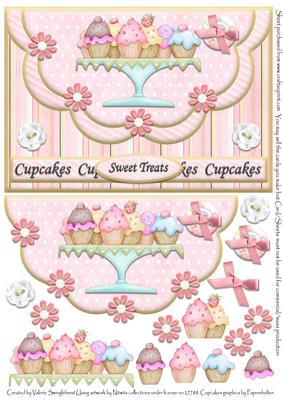 Double Scallop Envelope Card Front Sweet Treats Cupcakes