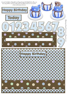 Blue Funky Birthday Cake Penny Slider
