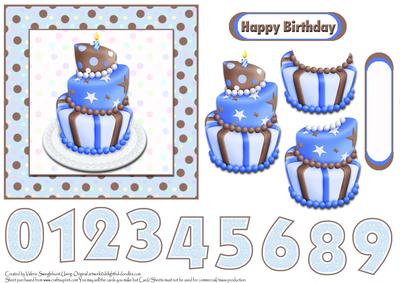 Blue Birthday Cake Ages 1-10 Square Card Front