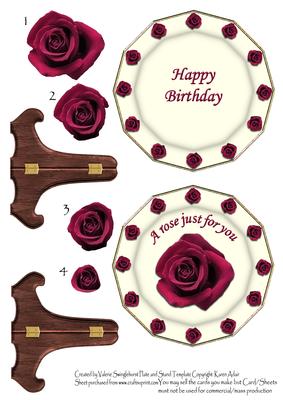 A Crimson Rose Just for You Birthday Plate Sheet