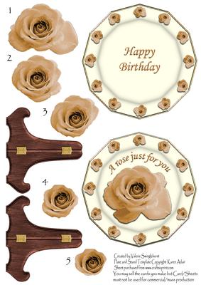 A Peach Rose Just for You Birthday Plate Sheet