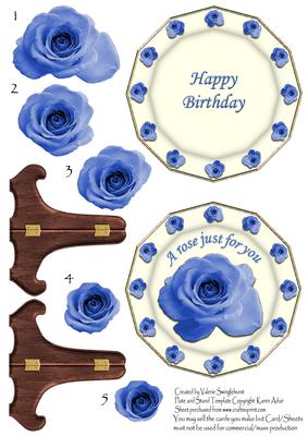 A Blue Rose Just for You Birthday Plate Sheet