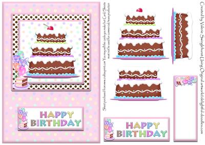 Happy Birthday Chocolate Cake Card Front Pink