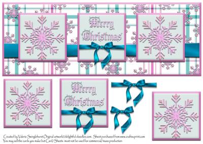 Pink Snowflakes Merry Christmas Dl Card Front
