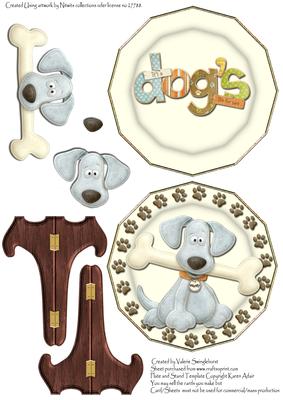 I Got the Big Bone Cute Doggie Plate and Stand Card