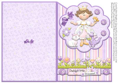 Daddy's Little Princess and Her Pets Quick Cut and Fold Card