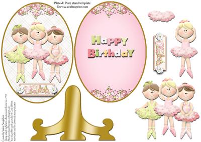 Trio of Little Ballerina's Oval Plate & Stand