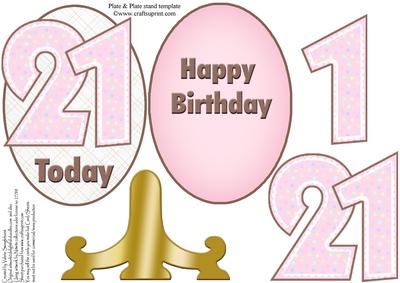 21 Today Pink Birthday Oval Plate & Stand Card