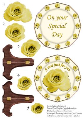 A Yellow Rose Just for You Birthday Plate Sheet