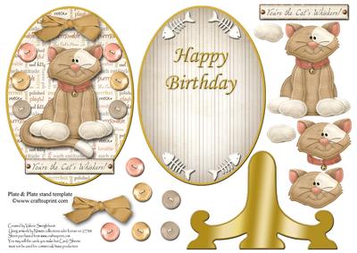 Happy Birthday You're the Cat's Whiskers! Oval Plate Sheet