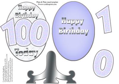 Purple Happy Birthday 100 Today Oval Plate Sheet Card