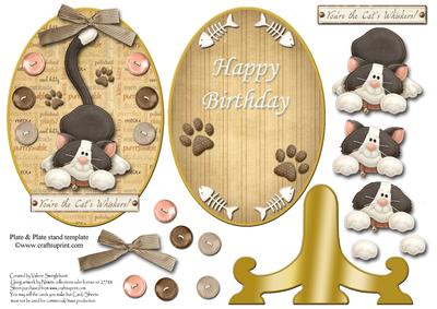 Ready to Pounce Birthday Cat's Whiskers! Oval Plate Sheet