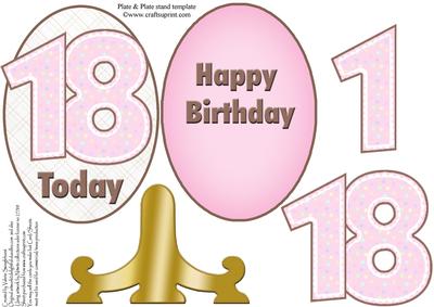 18 Today Pink Happy Birthday Number Oval Plate & Stand
