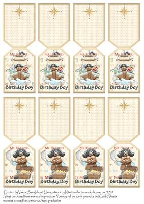 8 Pirates Treasures Folding Gift Tags