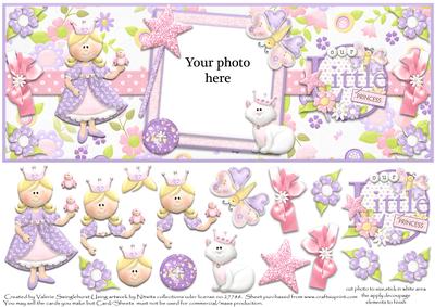 Our Little Princess Dl Photo Card Front with Decoupage