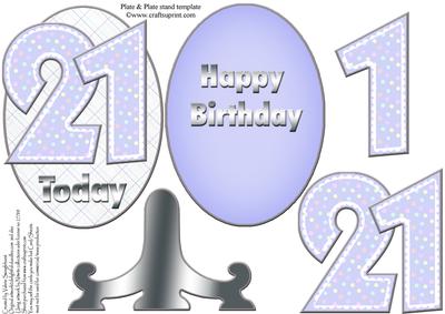 21 Today Purple Birthday Number Plate & Stand Card