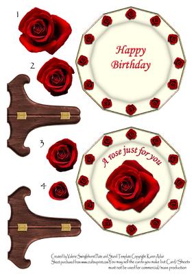 A Scarlet Red Rose Just for You Birthday Plate Card