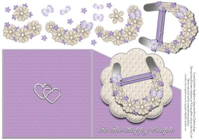 Congratulations Happy Couple Wedding Horseshoe Purple/cream