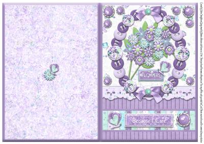 Flowers Because I Care Quick Cut & Fold Card Purples