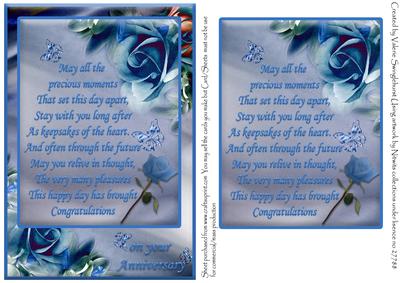 Blue Rose Anniversary Card Front