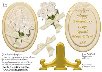 Happy Anniversary to a Special Mum & Dad Plate & Stand Cream